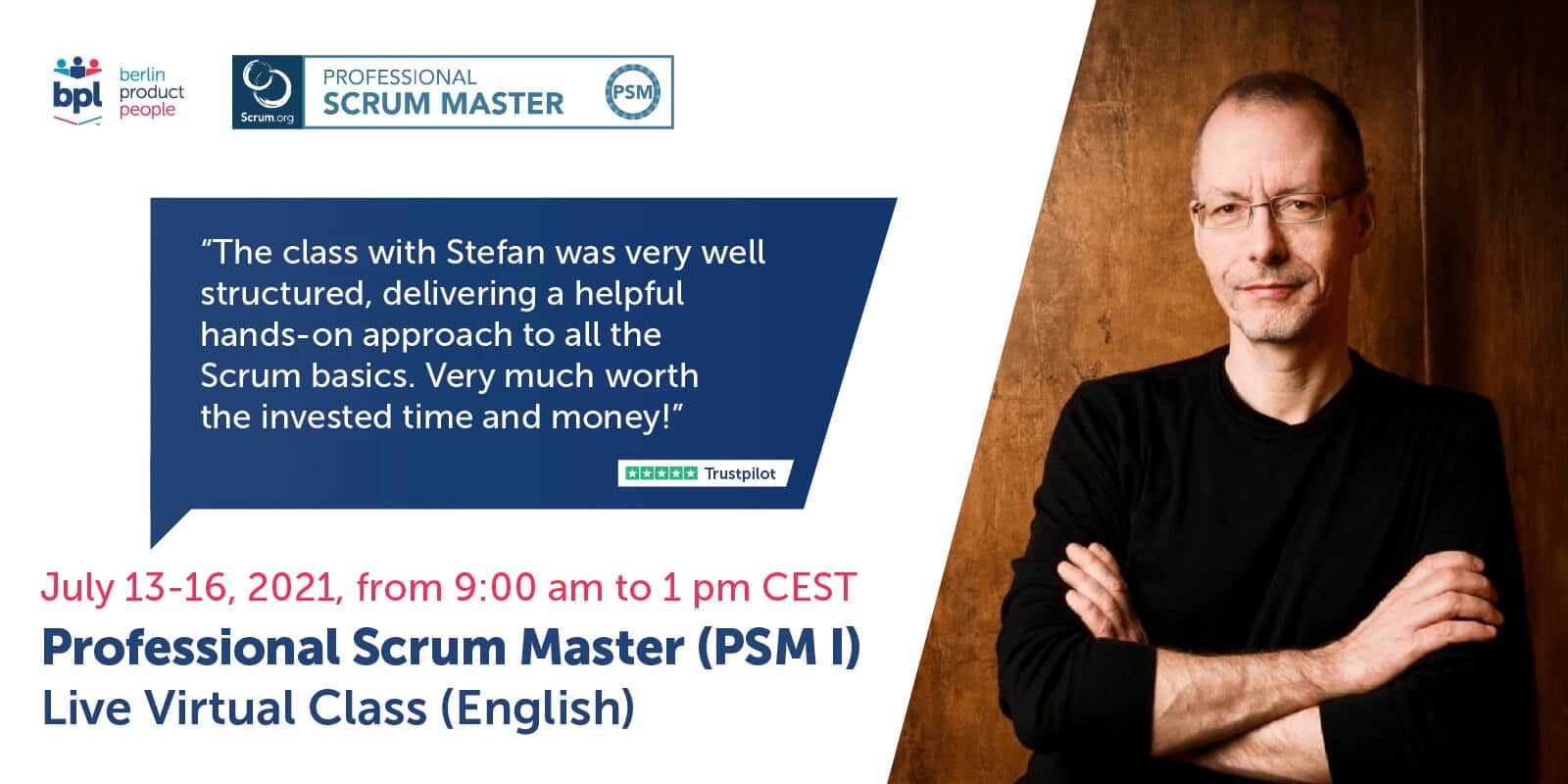 Professional Scrum Master Online Training w/ PSM Certificate — July 13-16, 2021 — Berlin Product People GmbH