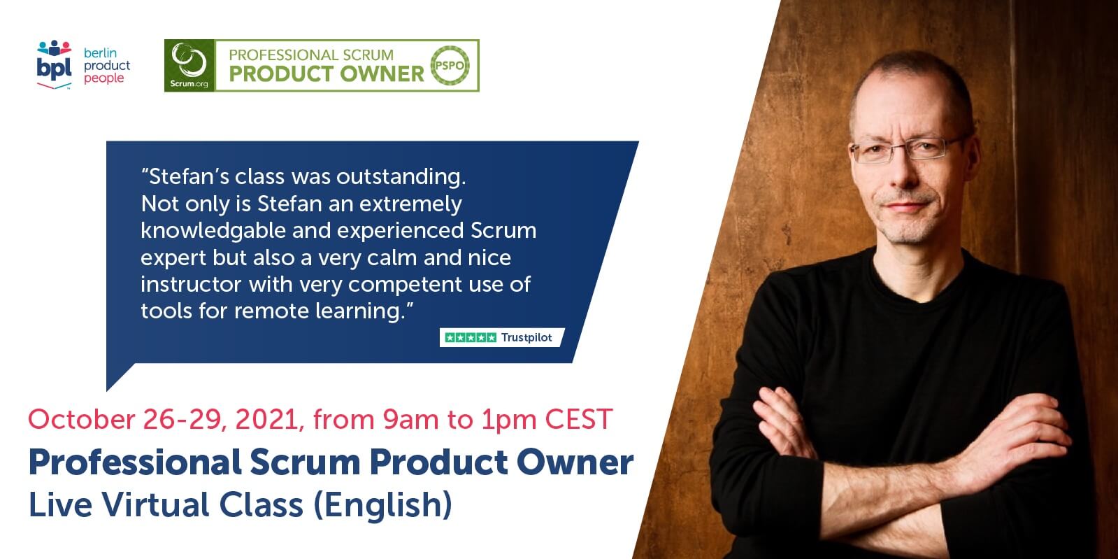 Professional Scrum Product Owner Training w/ PSPO Certificate — Online: October 26-29, 2021 — Berlin Product People GmbH