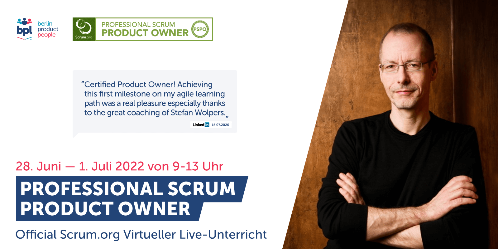Professional Scrum Product Owner Onlineschulung mit PSPO I Zertifizierung — 28. Juni bis 1. Juli 2022 — Berlin Product People GmbH