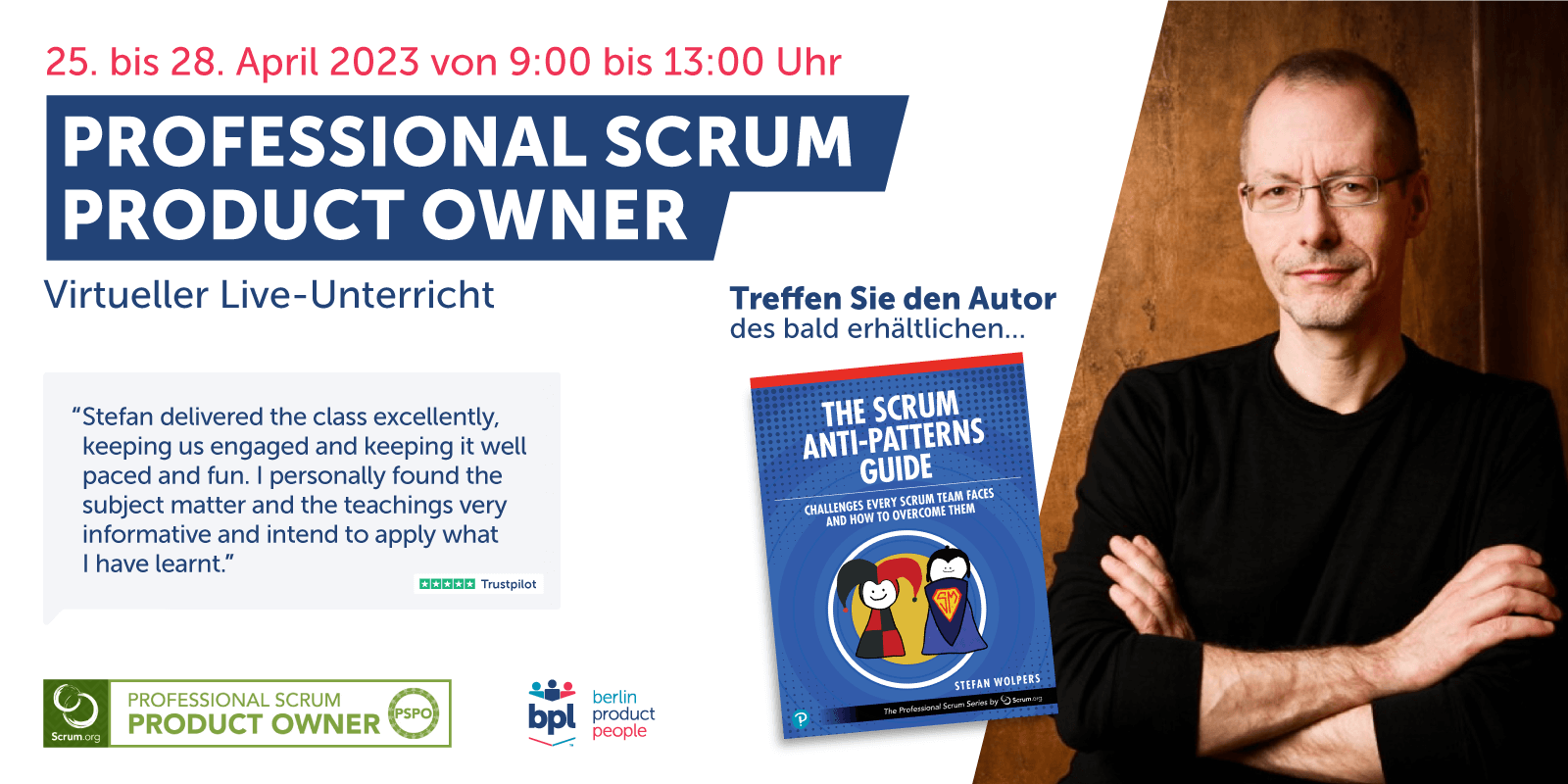 Professional Scrum Product Owner Schulung mit PSPO-Zertifikat — 25. bis 28 April 2023 — Berlin-Product-People.com
