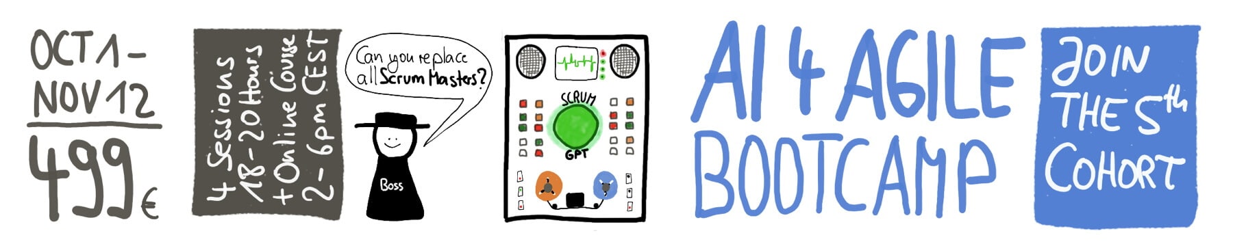 AI for Agile BootCamp #3: Boost Your Agile Career with Artificial Intelligence from Oct 1-Nov 12, 2025 — Berlin-Product-People.com.