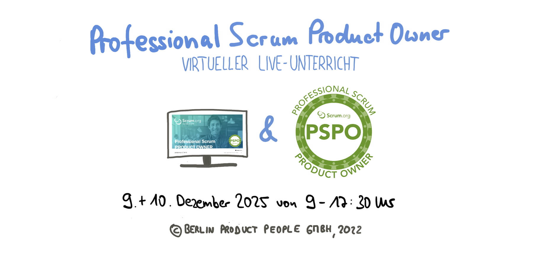 Professional Scrum Product Owner Schulung mit PSPO I-Zertifikat — 9. und 10. Dezember 2025 — Berlin-Product-People.com